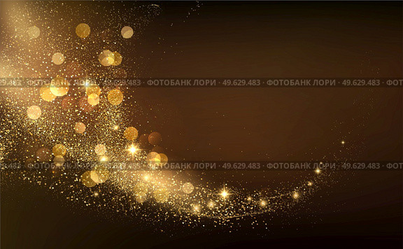 Awarding the nomination ceremony luxury background with golden glitter sparkles. Vector 2022 design. Abstract shiny color gold wave design element and glitter effect on dark background. For Calendar, poster design. 2022 New Year Abstract shiny color gold wave design element. Стоковая иллюстрация, агентство Ingram Publishing / Фотобанк Лори
