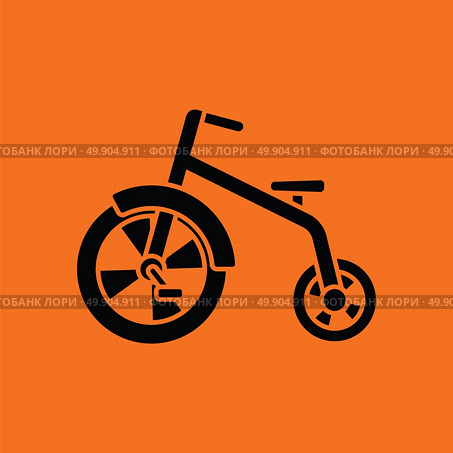 Baby trike ico. Orange background with black. Vector illustration. Стоковая иллюстрация, агентство Ingram Publishing / Фотобанк Лори