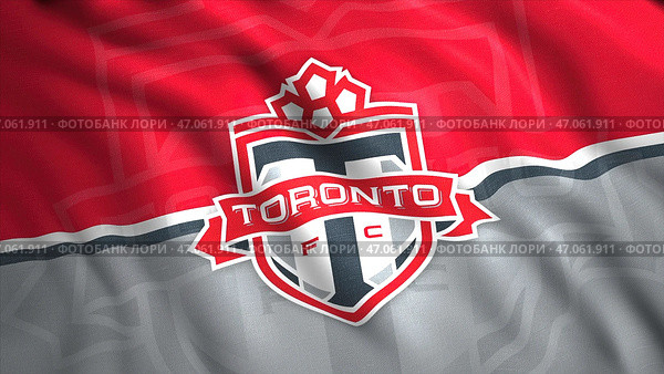 Background of waving 3d flag with fc emblem. Редакционная иллюстрация, иллюстратор David Kashakhi / Фотобанк Лори