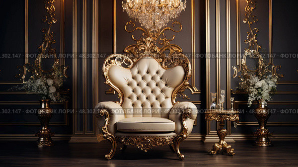 backrest gold chair. Стоковое AI-изображение, AI-художник Vectorwin / Фотобанк Лори