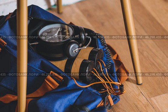 Bag with bomb under chair. Стоковое фото, фотограф Pixel_shot / Фотобанк Лори