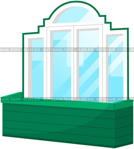 Balcony vector vintage balconied railing windows facade wall of building illustration of beautiful architecture. Decor window-pane facade with curtains isolated on background platform with railings. Balcony vector vintage balconied railing windows facade wall of building, platform with railings. Стоковая иллюстрация, агентство Ingram Publishing / Фотобанк Лори