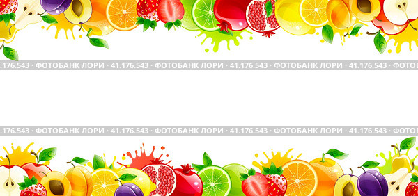 Banner with Juicy Fruit. Стоковая иллюстрация, иллюстратор Vicgmyr / Фотобанк Лори
