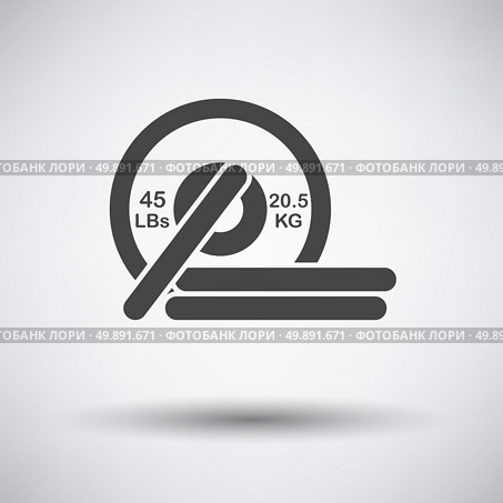 Barbell disks icon on gray background with round shadow. Vector illustration. Стоковая иллюстрация, агентство Ingram Publishing / Фотобанк Лори