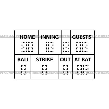 Baseball scoreboard icon. Thin line design. Vector illustration. Стоковое фото, агентство Ingram Publishing / Фотобанк Лори