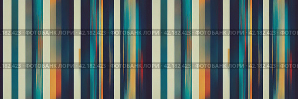 Beautiful abstract panoramic background. Vintage ornament made of vertical stripes of dark and light faded turquoise and beige shades. Wide seamless background pattern great for design. Generative AI. Стоковое AI-изображение, AI-художник Андрей Степанов / Фотобанк Лори