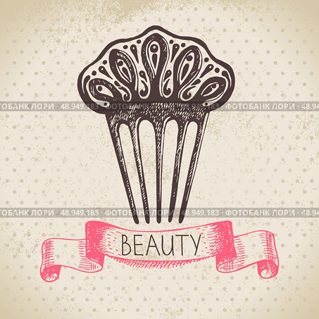 Beauty sketch background. Vintage hand drawn vector illustration of cosmetic. Стоковая иллюстрация, агентство Ingram Publishing / Фотобанк Лори