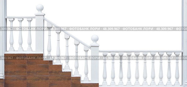 Белые каменные перила на белом фоне.  White stone railings on a white background. Стоковое фото, фотограф Татьяна Д / Фотобанк Лори