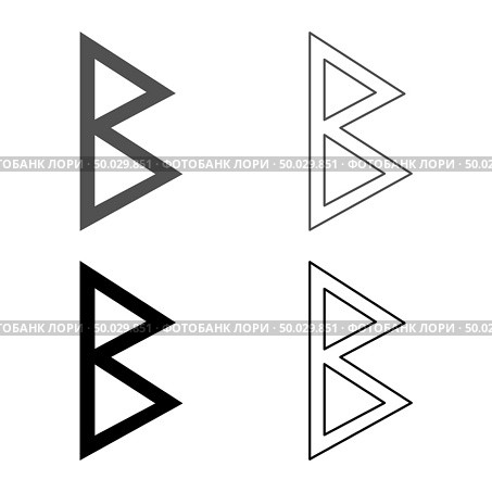 Berkana rune birch birth icon set grey black color vector illustration outline flat style simple image. Стоковая иллюстрация, агентство Ingram Publishing / Фотобанк Лори