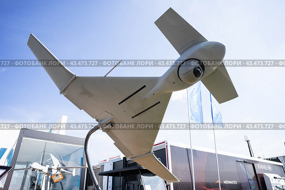 BERLIN - JUNE 06, 2024: The loitering munition of IAI Harop. ILA Berlin Air Show 2024. Редакционное фото, фотограф Sergey Kohl / Фотобанк Лори