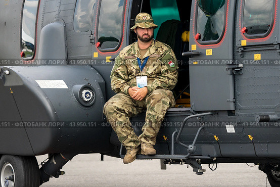 BERLIN - JUNE 07, 2024: Portrait of an officer in the Hungarian army. ILA Berlin Air Show. Редакционное фото, фотограф Sergey Kohl / Фотобанк Лори