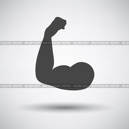 Bicep icon on gray background with round shadow. Vector illustration. Стоковая иллюстрация, агентство Ingram Publishing / Фотобанк Лори