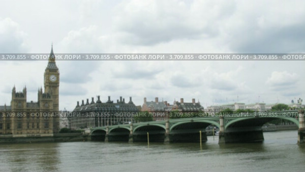 Биг Бен, мост и река Темза в Лондоне, таймлапс (2010 год). Стоковое видео, видеограф Losevsky Pavel / Фотобанк Лори