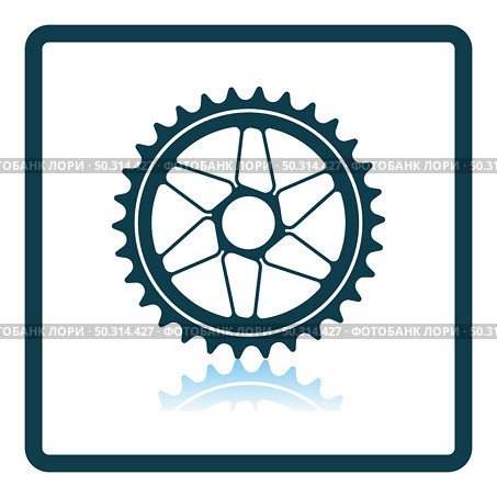 Bike Gear Star Icon. Square Shadow Reflection Design. Vector Illustration. Стоковая иллюстрация, агентство Ingram Publishing / Фотобанк Лори