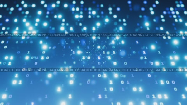 Binary background. Virtual reality. Blockchain technology. Artificial intelligence. Camera movement through a digital tunnel. Digital background. Blockchain technology. Стоковая анимация, аниматор Alexander / Фотобанк Лори