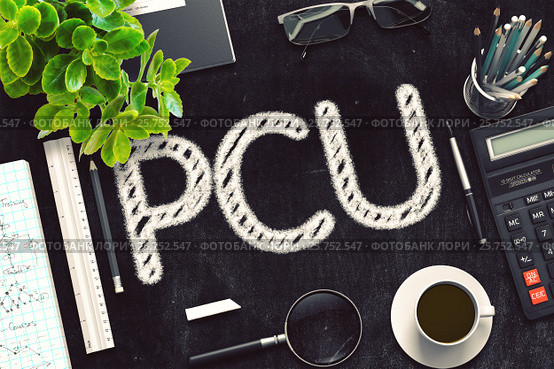Black Chalkboard with PCU. 3D Rendering. Стоковая иллюстрация, иллюстратор Илья Урядников / Фотобанк Лори