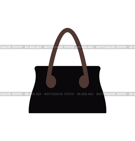 Black female handbag template, color vector illustration, fashionable vanity bag, round handle, stylish leather storage for items isolated on white.. Black Handbag Template, Color Vector Illustration. Стоковая иллюстрация, агентство Ingram Publishing / Фотобанк Лори