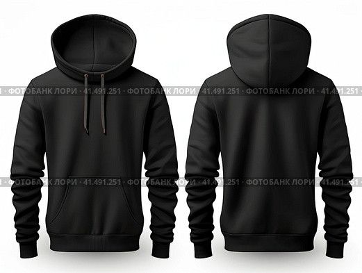 Black hoodie on a white background. Generated by AI. Стоковое AI-изображение, AI-художник Ярославский Максим / Фотобанк Лори
