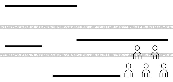 Black horizontal lines and group of 5 simple human figures in the bottom right corner. Ideal for themes thumbs up organization, planning, team structure, minimalism, simplicity, hierarchy. Minimalist Black Lines and Grouping of Characters on White Background Representing Organization. Стоковая иллюстрация, агентство Ingram Publishing / Фотобанк Лори