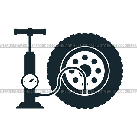 Black icon tire inflator. Стоковая иллюстрация, иллюстратор Вячеслав Беспутин / Фотобанк Лори