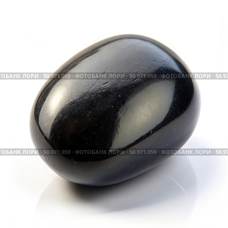 Black Obsidian Stone on a White Background. Generative AI. Стоковое AI-изображение, AI-художник Roman Zavorotny / Фотобанк Лори
