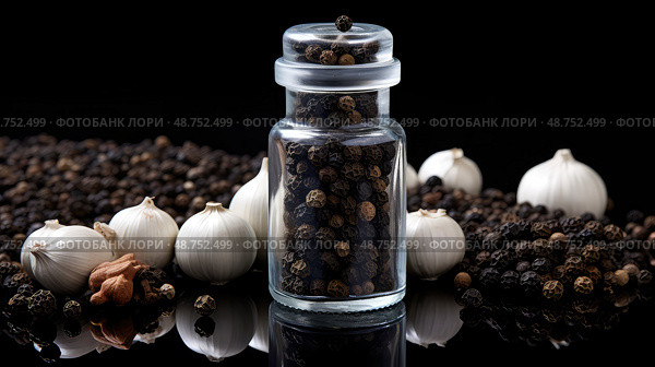 black peppercorns on white ai generated. Стоковое AI-изображение, AI-художник Vectorwin / Фотобанк Лори
