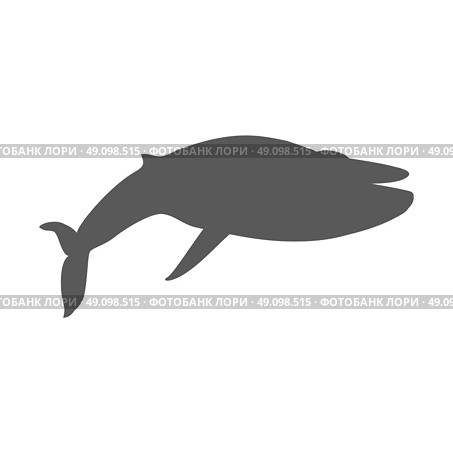 Black Whale Isolated on White Background. Black monochrome whale isolated on white background. Largest animal in world. Huge creating floating in the ocean or the sea. Big mammal whale with tail and fin living in water. Vector illustration. Стоковая иллюстрация, агентство Ingram Publishing / Фотобанк Лори