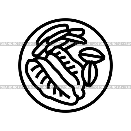 blackened fish line icon vector illustration. Стоковая иллюстрация, иллюстратор Vectorwin / Фотобанк Лори