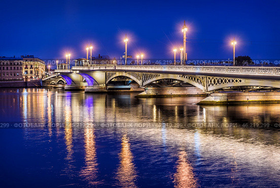 Благовещенский мост, река Нева, Санкт-Петербург. Стоковое фото, фотограф Baturina Yuliya / Фотобанк Лори