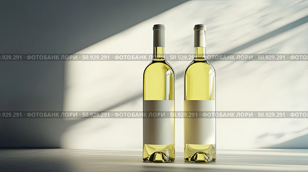 blanc white wine bottles ai generated. Стоковое AI-изображение, AI-художник Vectorwin / Фотобанк Лори