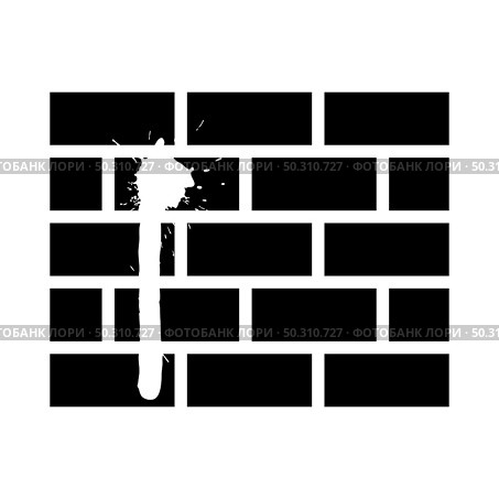 Blood On Brick Wall Icon. Black Glyph Design. Vector Illustration. Стоковая иллюстрация, агентство Ingram Publishing / Фотобанк Лори