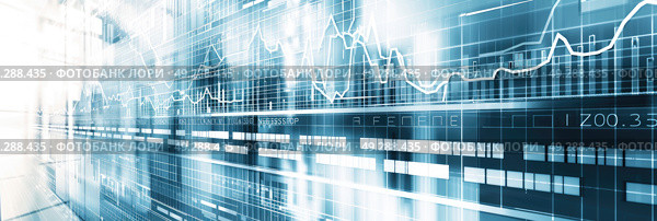 Blue and white graph depicting series of data points plotted on chart. Стоковое AI-изображение, AI-художник Данила Большаков / Фотобанк Лори