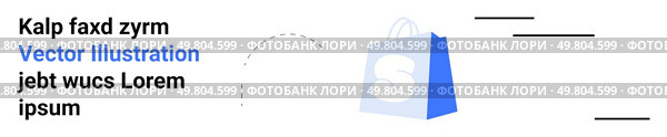 Blue and white shopping bag with the letter S, placeholder text Kalp faxd zyrm and dashed lines on a minimalistic design. Ideal for e-commerce, online shopping, retail, marketing, branding, web. Shopping Bag with Placeholder Text on Modern Design. Стоковая иллюстрация, агентство Ingram Publishing / Фотобанк Лори