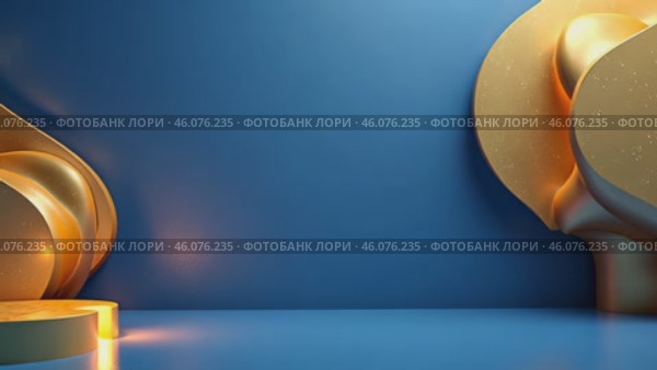Blue background with two gold sculptures on it. Стоковое AI-видео, аниматор Sergey Grishin / Фотобанк Лори