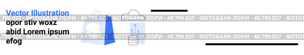 Blue shopping bag with S symbol and cloud with data stacks highlight online shopping and cloud storage services. Ideal for e-commerce, cloud computing, digital marketing, online retail, web services. E-commerce and Cloud Services Representation with Shopping Bag and Cloud Storage Icon. Стоковая иллюстрация, агентство Ingram Publishing / Фотобанк Лори