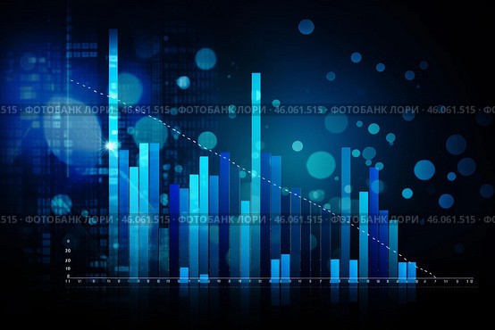 Blue stock market chart showing decreasing values with digital binary code background. Стоковое AI-изображение, AI-художник Иван Рябоконь / Фотобанк Лори