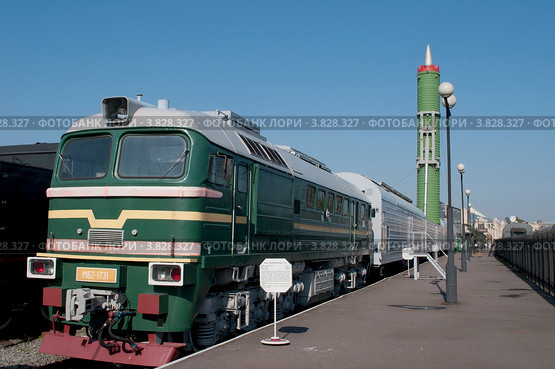 Боевой ракетный железнодорожный комплекс "Молодец" с межконтинентальной баллистической ракетой (2012 год). Редакционное фото, фотограф Виктор Карасев / Фотобанк Лори