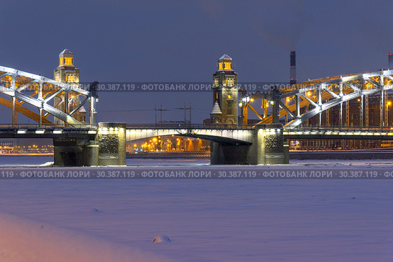 Большеохтинский мост. Санкт-Петербург (2019 год). Редакционное фото, фотограф Александр Щепин / Фотобанк Лори