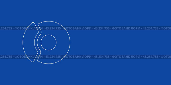 Большой белый контур автоматического торможения слева. Выполнен в виде тонких белых линий. Иллюстрация на синем фоне. Стоковая иллюстрация, иллюстратор Карпенко Алексей / Фотобанк Лори