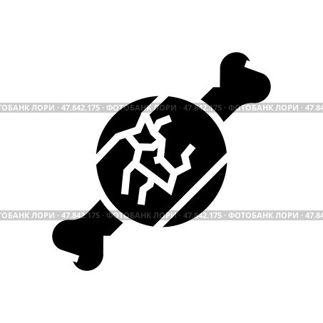 bone crack fracture injury glyph icon vector illustration. Стоковая иллюстрация, иллюстратор Vectorwin / Фотобанк Лори