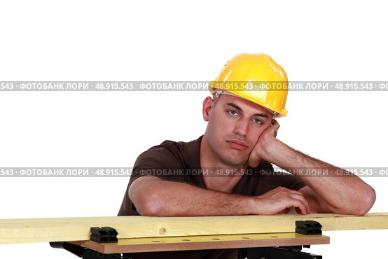 Bored carpenter, Стоковое фото, агентство Ingram Publishing / Фотобанк Лори