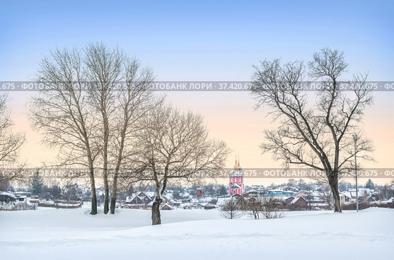 Борисоглебская церковь и деревья, Суздаль (2022 год). Редакционное фото, фотограф Baturina Yuliya / Фотобанк Лори