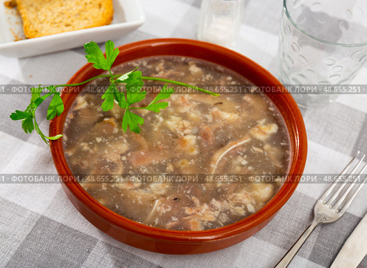 Bowl of homemade pork aspic, meat jelly. Стоковое фото, фотограф Яков Филимонов / Фотобанк Лори