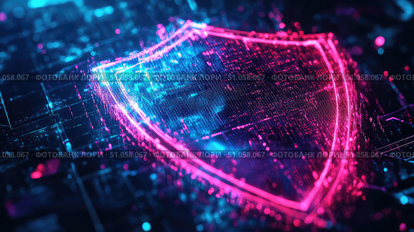breach disintegrating cybersecurity shield ai generated. Стоковое AI-изображение, AI-художник Vectorwin / Фотобанк Лори