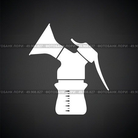 Breast pump icon. Black background with white. Vector illustration. Стоковая иллюстрация, агентство Ingram Publishing / Фотобанк Лори
