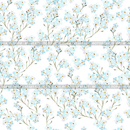 Bright watercolor pattern with forget-me flowers. Illustration. Bright watercolor pattern with forget-me flowers. . Стоковое фото, агентство Ingram Publishing / Фотобанк Лори