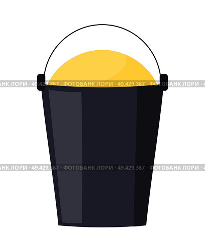 Bucket full of sand isolated on white vector poster in graphic design. Equipment for firefighting or just for playing and making sandcastles. Bucket full of sand isolated on white poster. Стоковая иллюстрация, агентство Ingram Publishing / Фотобанк Лори