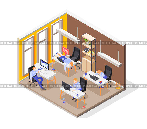 Burn-out syndrome isometric concept with stressful work symbols vector illustration. Burn-out Syndrome Isometric Concept. Стоковая иллюстрация, агентство Ingram Publishing / Фотобанк Лори