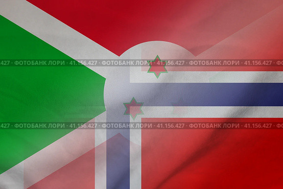 Burundi and Norway official flag transborder contract NOR BDI. Стоковая иллюстрация, иллюстратор Кабак Дмитрий / Фотобанк Лори