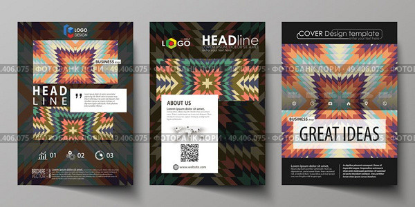 Business templates for brochure, magazine, flyer, booklet or annual report. Cover design template, easy editable vector, abstract flat layout in A4 size. Tribal pattern, geometrical ornament in ethno syle, ethnic hipster backdrop, vintage fashion background.. Business templates for brochure, flyer, booklet. Cover design template, abstract vector layout in A4 size. Tribal pattern, geometrical ornament, ethno syle, ethnic backdrop, vintage fashion background. Стоковая иллюстрация, агентство Ingram Publishing / Фотобанк Лори